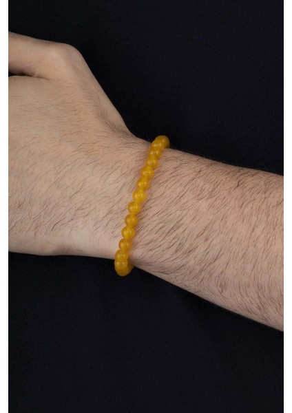 Sarı Jasper Taşlı Yuvarlak Kesim Doğal Taş Erkek Bileklik fiyatları