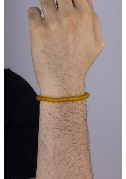 Sarı Jasper Taşlı Yuvarlak Kesim Doğal Taş Erkek Bileklik modelleri