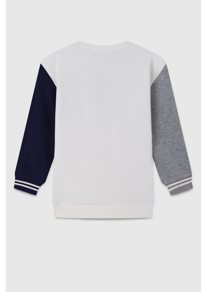 Pamuklu Logolu Regular Fit Bisiklet Yaka Sweat Erkek Çocuk Sweat BNTB23300 fiyatları