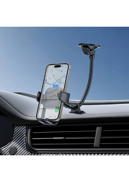 WI-CH061 Gentleman Serisi Esnek Ayarlanabilir Vantuzlu Magnetik Araç Telefon Tutucu Siyah fırsatları