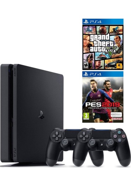 Playstatıon 4 Slım 1 Tb Teşhir+ 2 Orj Kol+ Pes 19 +Gta 5 Oyun