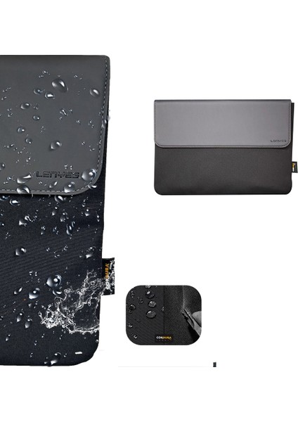 LB503 Darbe Emici Su Geçirmez Pu Cordura Kumaş 13-14 Inç Laptop Çantası Siyah
