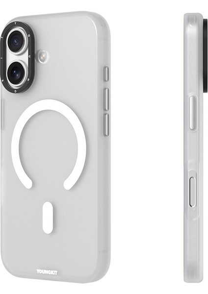 iPhone 17 Uyumlu Kılıf M-Safe Şarj Özellikli Youngkit Hidden Sand Serisi Kapak Beyaz fiyatları