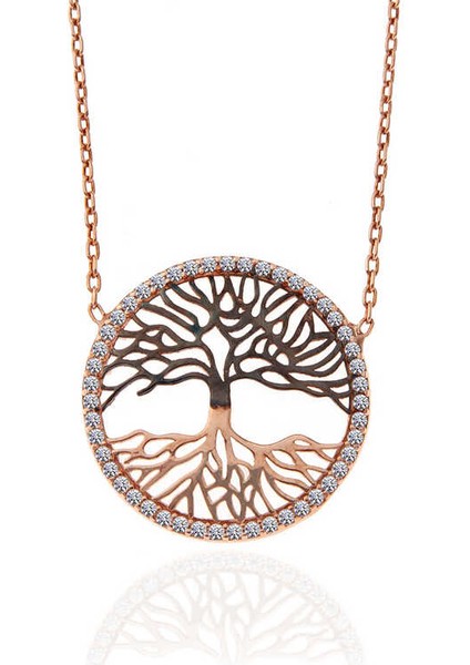 925 Ayar Gümüş Rose Hayat Ağacı Kadın Kolye modelleri