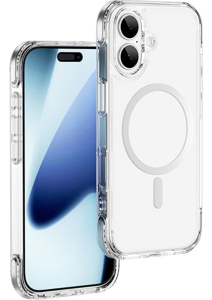 iPhone 17 Uyumlu Kılıf M-Safe Şarj Özellikli Wiwu MCC-702 Titanyum Pro Serisi Sert Pc Kapak Şeffaf