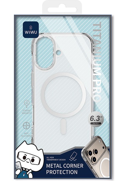 iPhone 17 Uyumlu Kılıf M-Safe Şarj Özellikli Wiwu MCC-702 Titanyum Pro Serisi Sert Pc Kapak Şeffaf fırsatları