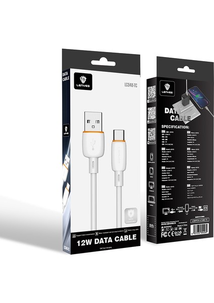 LC548-TC Usb-A To Type-C Data ve Şarj Kablosu 12W 1m Beyaz