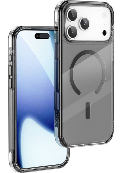 iPhone 17 Pro Max Uyumlu Kılıf M-Safe Özellikli Wiwu MCC-702 Titanyum Pro Serisi Sert Pc Kapak Siyah