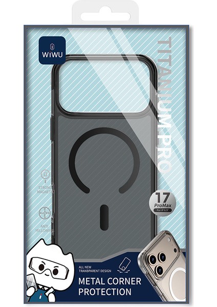 iPhone 17 Pro Max Uyumlu Kılıf M-Safe Özellikli Wiwu MCC-702 Titanyum Pro Serisi Sert Pc Kapak Siyah fırsatları