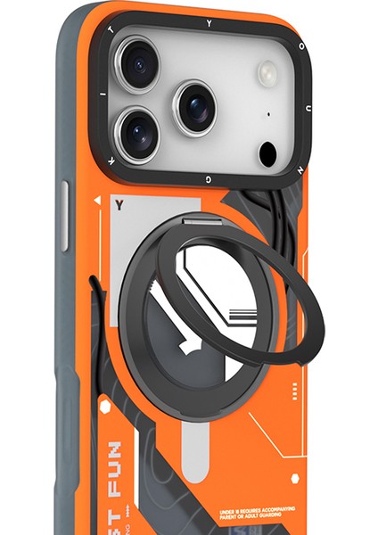 iPhone 17 Pro Uyumlu Kılıf M-Safe Şarj Özellikli Youngkit Starship Serisi Kapak Turuncu modelleri