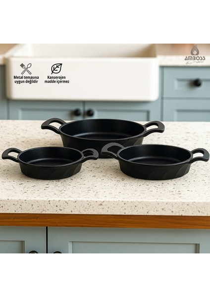 Vento 3 Parça Döküm Sahan Seti 18-20-22 cm