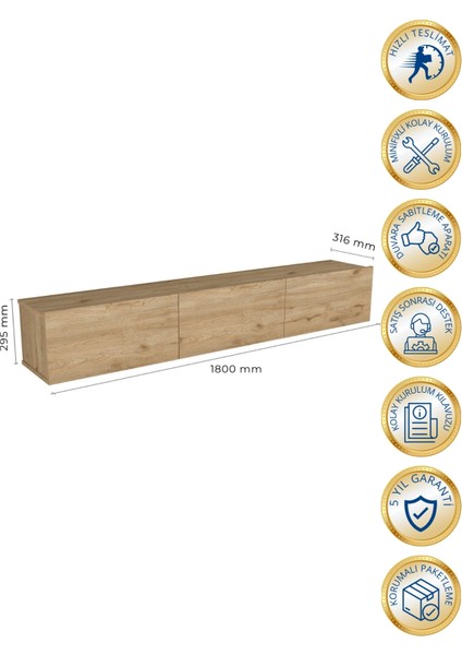 Cercei Tv Standı, Tv Sehpası 180 cm Sepet - Modern Tv Ünitesi