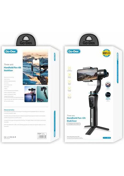 Go Des Gd-S5 3 Eksen El Tipi Yüz Tanıma Takip Özellikli LED Işıklandırmalı Gimbal Stabilizatör Siyah fırsatları