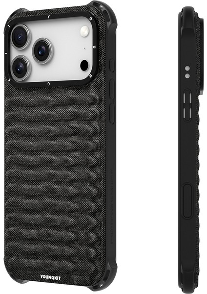 iPhone 17 Pro Max Uyumlu Kılıf M-Safe Şarj Özellikli Youngkit Canvas Serisi Kapak Siyah indirimleri