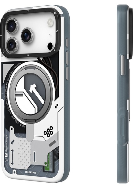iPhone 17 Pro Uyumlu Kılıf M-Safe Şarj Özellikli Youngkit Starship Serisi Kapak Beyaz