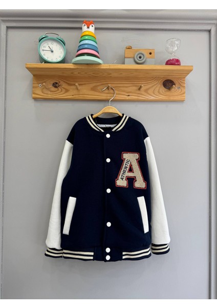 Çocuk Kolej Ceket – “a” Patch Detaylı, 3 Iplik Şardonlu, %100 Pamuk