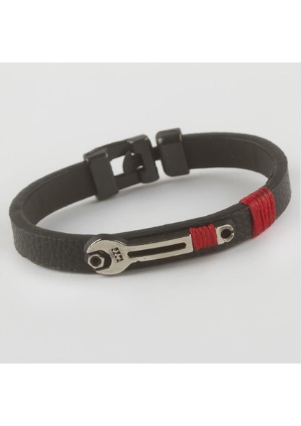 Msa-Shop Anahtar Figürlü Kaliteli Suni Deri Bileklik-Siyah