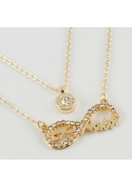 Msa-Shop Aşkım Yazılı Sonsuzluk Figürlü Yeni Sezon Ikili Kolye-Sarı fiyatları