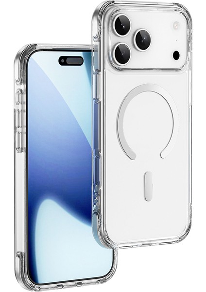 iPhone 17 Pro Max Uyumlu Kılıf M-Safe Özellikli Wiwu MCC-702 Titanyum Pro Seri Sert Pc Kapak Şeffaf