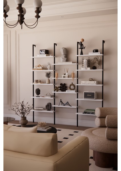 Dekoratif Tasarım Duvara Monte 14 Raflı Kitaplık Ofis-Salon-Ev Rafı- Kolay Kurulum- Ofis Rafı fiyatları