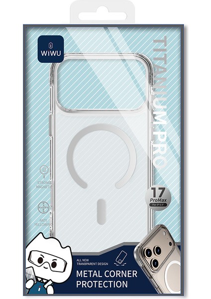 iPhone 17 Pro Max Uyumlu Kılıf M-Safe Özellikli Wiwu MCC-702 Titanyum Pro Seri Sert Pc Kapak Şeffaf indirimleri