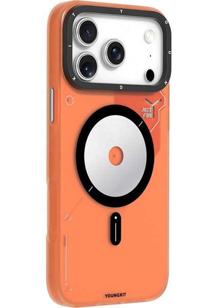 iPhone 17 Pro Uyumlu Kılıf M-Safe Şarj Özellikli Disk Desenli Youngkit Disc Battle Kapak Turuncu fiyatları