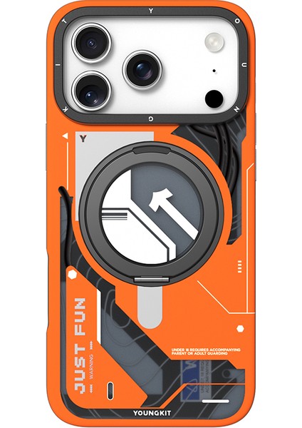 iPhone 17 Pro Max Uyumlu Kılıf M-Safe Şarj Özellikli Youngkit Starship Serisi Kapak Turuncu