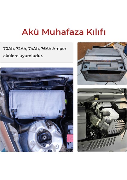 Akü Muhafaza Kılıfı - Gri- 70AH-72AH-74AH-76AH Amper Uyumlu