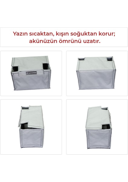 Akü Muhafaza Kılıfı - Gri- 70AH-72AH-74AH-76AH Amper Uyumlu modelleri