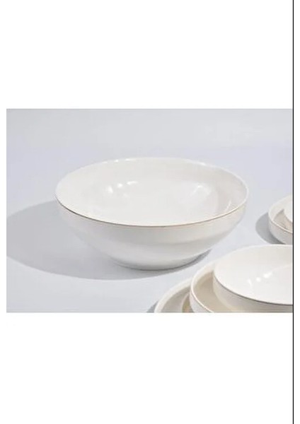 Gold Modern 27 Parça Yemek Takımı 6 Kişilik Yaldızlı Porselen Beyaz Renk