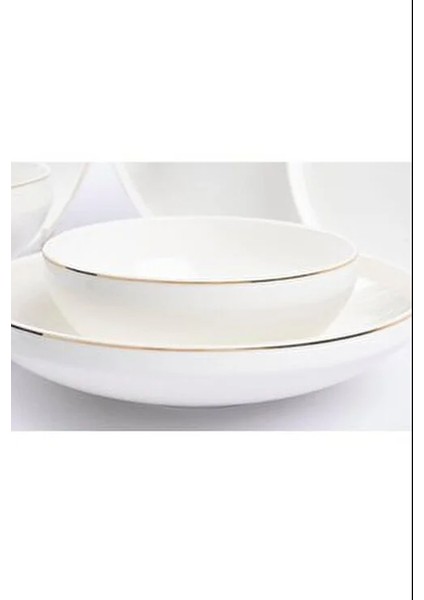 Gold Modern 27 Parça Yemek Takımı 6 Kişilik Yaldızlı Porselen Beyaz Renk