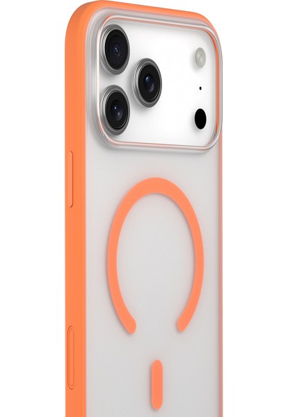 iPhone 17 Pro Uyumlu Kılıf M-Safe Şarj Özellikli Youngkit Clear Serisi Kapak Turuncu
