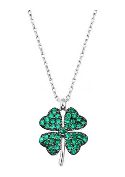 925 Ayar Gümüş Dört Yapraklı Yonca Kadın Gümüş Kolye Premium