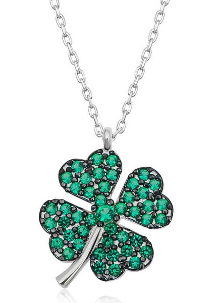 925 Ayar Gümüş Dört Yapraklı Yonca Kadın Gümüş Kolye Premium fiyatları