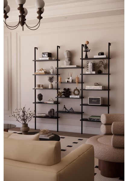 Dekoratif Tasarım Duvara Monte 14 Raflı Kitaplık Ofis-Salon-Ev Rafı- Kolay Kurulum- Ofis Rafı fiyatları