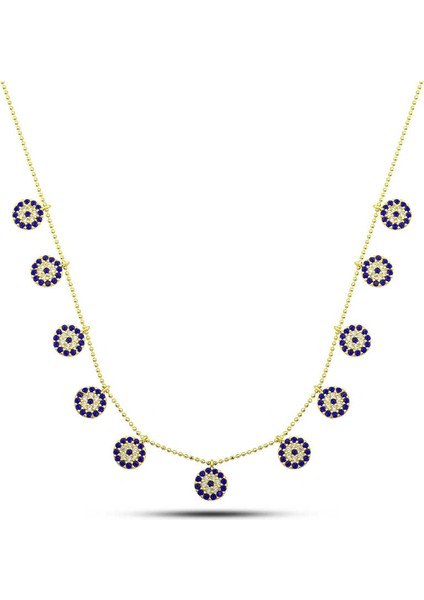 925 Ayar Gümüş Gold Nazarlı Şans Kadın Kolye Zarif