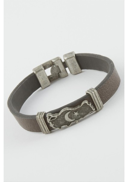 Msa-Shop Ay Yıldız Suni Deri Bileklik-Kahverengi fiyatları