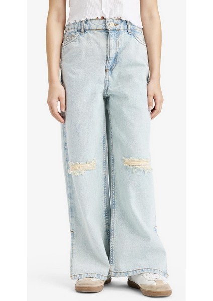 Kız Çocuk Wide Leg Yırtık Detaylı Geniş Paça Jean Pantolon Z4708A625SP fırsatları