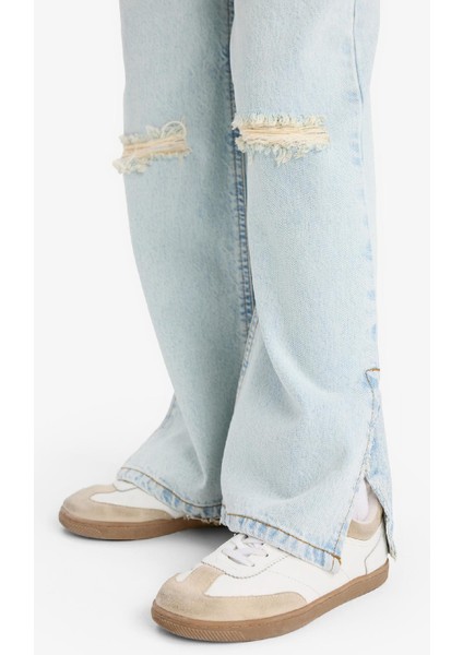 Kız Çocuk Wide Leg Yırtık Detaylı Geniş Paça Jean Pantolon Z4708A625SP