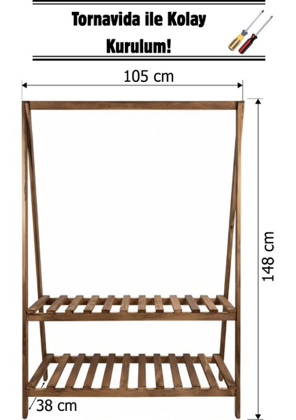 Konfeksiyon Elbise Askılık Iki Raflı 148*105 cm fırsatları