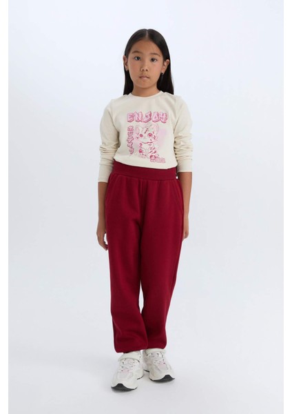Kız Çocuk Beli Paçası Lastikli Cepli Basic Düz Jogger Eşofman Altı D7008A824WN