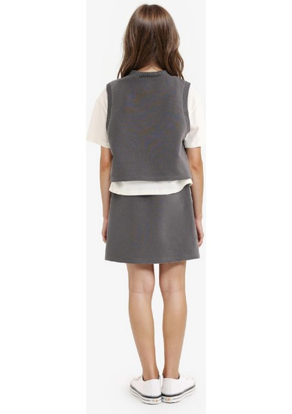 Kız Çocuk 3'lü Takım Kısa Kollu Tişört Baskılı Kolsuz Üst Beli Lastikli Etek E1867A825SM indirimleri