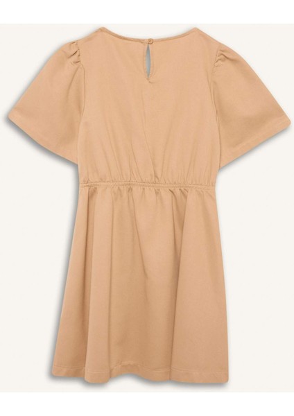 Kız Çocuk Standart Fit V Yaka Gabardin Kısa Kollu Elbise E2645A825SM fırsatları