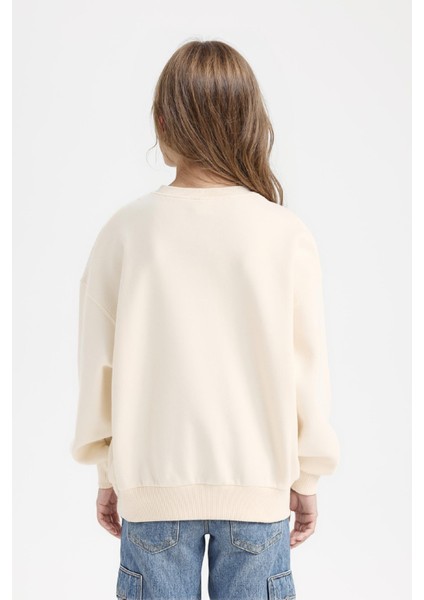 Kız Çocuk Relax Fit Bisiklet Yaka Baskılı Sweatshirt D7058A824WN modelleri