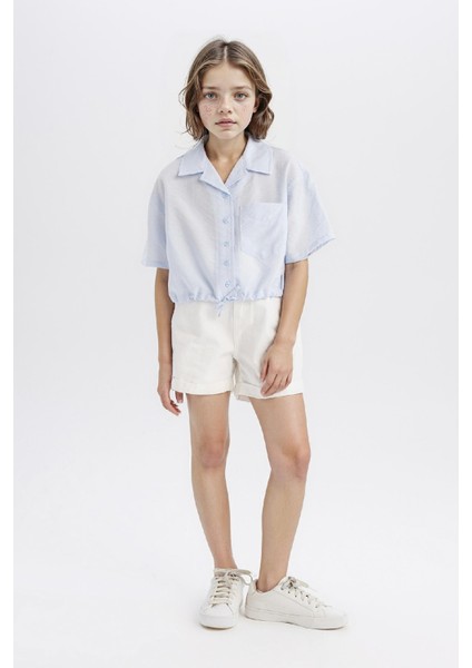 Kız Çocuk Cropped Fit Kısa Kollu Gömlek D7641A825SM fiyatları