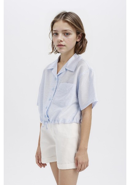 Kız Çocuk Cropped Fit Kısa Kollu Gömlek D7641A825SM modelleri
