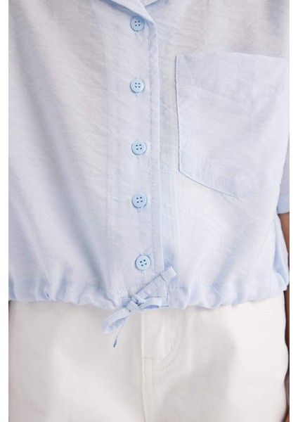 Kız Çocuk Cropped Fit Kısa Kollu Gömlek D7641A825SM fırsatları