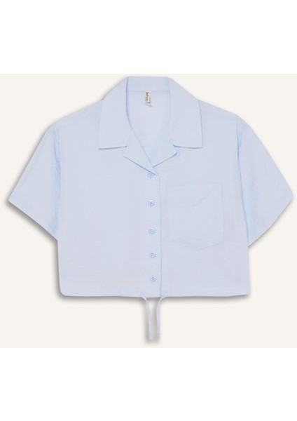 Kız Çocuk Cropped Fit Kısa Kollu Gömlek D7641A825SM