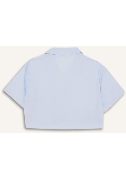 Kız Çocuk Cropped Fit Kısa Kollu Gömlek D7641A825SM