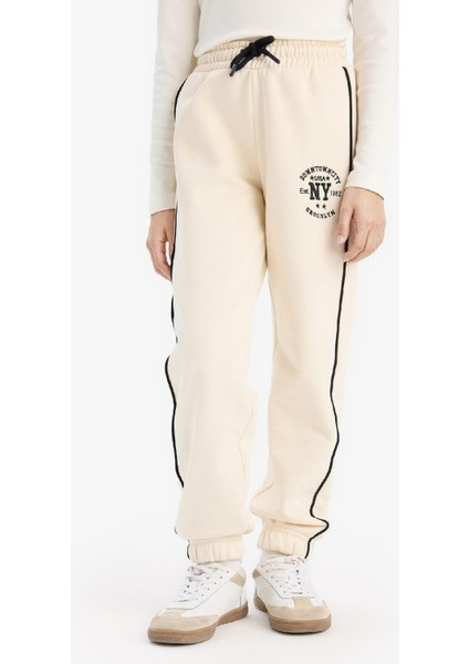 Kız Çocuk Beli Lastikli Baskılı Pamuklu Jogger Eşofman Altı D8092A824WN fırsatları